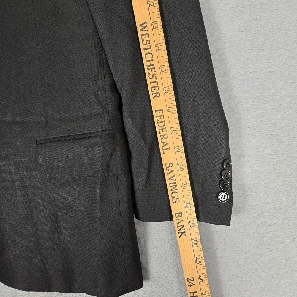 Canali Blazer Men 48R Black Wool Sport Jacket Italy Travel Water Resistant *READ